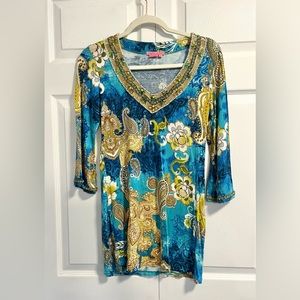 NWOT Watercolor/Flowers/Paisley Tunic